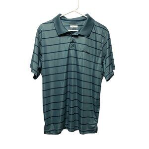 Columbia Omni Shade Polo Shirt Mens Large Blue Striped Short Sleeve Sun Protect